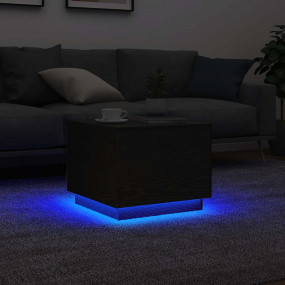 Coffee Table Black Oak Engineered wood 19.7x19.7x15.7 i...
