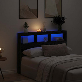 Headboard Cabinet Black Oak Engineered Wood 55.1 x 6.7 ...
