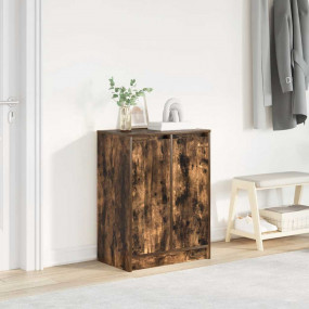 Shoe Cabinet Smoked Oak Engineered Wood Medium Shoe Cab...