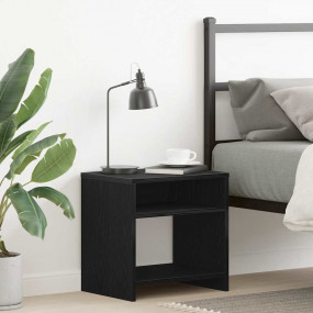 Bedside Cabinet Black Oak Engineered Wood Medium Bedsid...