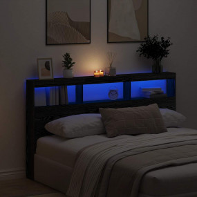 Headboard Cabinet Black Oak Engineered Wood 70.9 x 6.7 ...