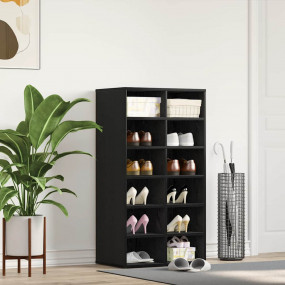 Shoe Rack Black oak Engineered wood 21.3 x 13.4 x 39.6 ...