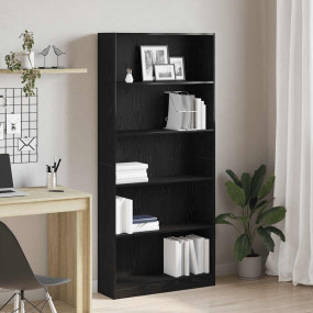 Bookcase Black Oak Engineered Wood Large Shelving Bookc...