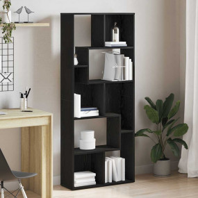 Bookcase Black Oak Engineered Wood Tall Modern