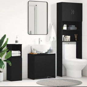 Bathroom Cabinet Black Oak Engineered Wood Medium