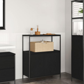 Bathroom Cabinet Black Oak Engineered Wood, Steel Mediu...