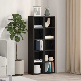 CD Cabinet Set of 2 Black Oak Engineered Wood Tall and ...