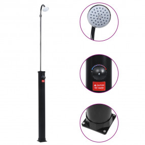 Solar Shower Black PVC and ABS 84.6 in tall Height-Adju...
