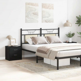 Bedside Cabinet Set of 2 Black Oak Engineered Wood