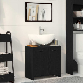 Bathroom Cabinet With Mirror Black Oak Engineered Wood ...