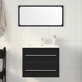 Bathroom Sink Cabinet Black Oak Engineered Wood Medium