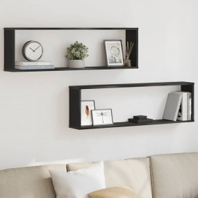 Wall Cube Shelf Set of 2 Black Oak Engineered wood