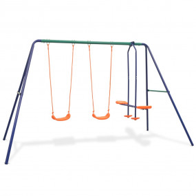 Swing Set Blue Steel and Plastic Ages 3-10 Durable Swin...