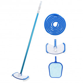 Pool Maintenance Kit White and Blue Aluminum, ABS Adjus...