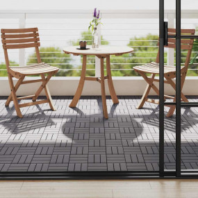 Decking Tiles 10 pcs Gray Wash 11.8"x11.8" Solid Acacia...