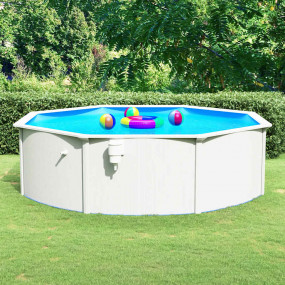 Swimming Pool White frame, Blue liner Steel, PVC Large ...