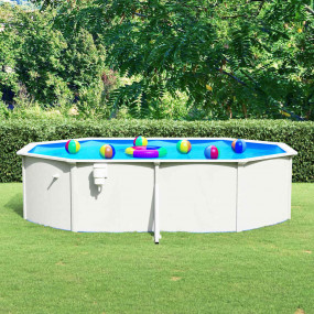 Swimming Pool White frame with Blue liner Steel walls w...
