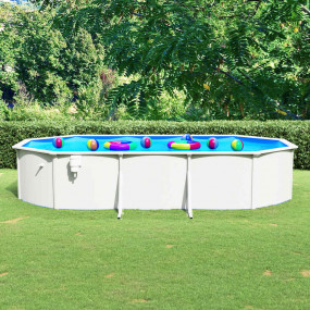 Swimming Pool White and Blue Steel, PVC 240.2 x 141.7 x...