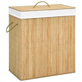 Bamboo Laundry Basket with 2 Sections 26.4 gal