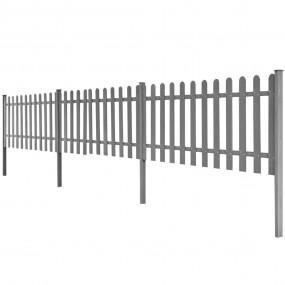 Picket Fence with Posts 3 pcs WPC 236.2"x23.6"