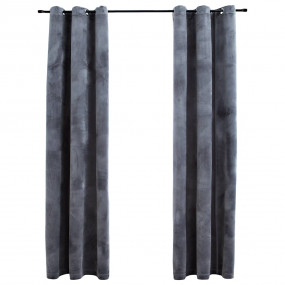 Blackout Curtains with Rings 2 pcs Anthracite 37"x63" V...