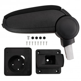 Car Armrest Black 5.1"x12.4"x(11.4"-20.1") ABS