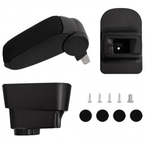 Car Armrest Black 4.3"x13.8"x(12.6"-19.3") ABS