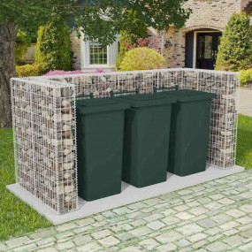 Gabion Triple Wheelie Bin Surround Steel 98.4"x39.4"x47...