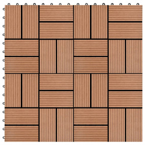 11 pcs Decking Tiles WPC 11.8"x11.8" 1 sqm Brown