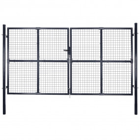 Mesh Garden Gate Galvanized Steel 113.8"x78.7" Gray