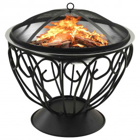 2-in-1 Fire Pit and BBQ with Poker 23.2"x23.2"x23.6" St...