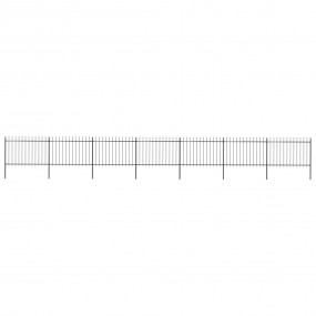 Garden Fence with Spear Top Steel 468.5"x47.2" Black