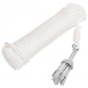 Folding Anchor with Rope Silver 1.5 lb Hot Dip Galvaniz...