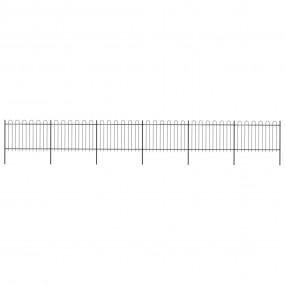 Garden Fence with Hoop Top Steel 33.5ft Black
