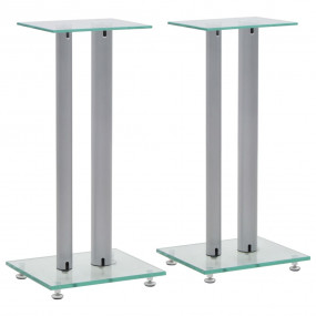 Speaker Stands 2 pcs Tempered Glass 2 Pillars Design Si...