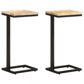 Side Tables 2 pcs 12.4"x9.6"x25.4" Rough Mango Wood