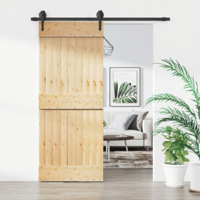 Sliding Door with Hardware Set 33.5"x82.7" Solid Wood P...