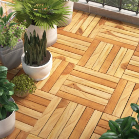 Decking Tiles 20 pcs 11.8"x11.8" Solid Wood Teak Vertic...