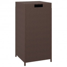 Trash Bin Brown 15.7"x15.7"x31.5" Poly Rattan