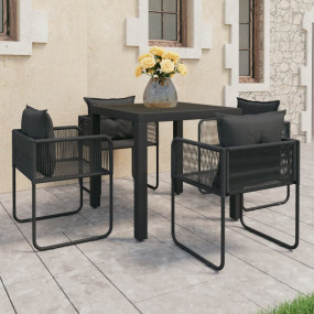 5 Piece Patio Dining Set PVC Rattan Black