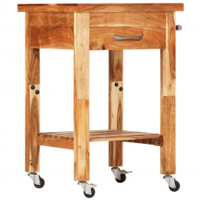 Kitchen Trolley 21.7"x21.7"x35" Solid Wood Acacia