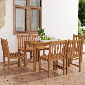 7 Piece Patio Dining Set Solid Teak Wood