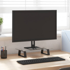 Monitor Stand Black 15.7"x7.9"x3.1" Tempered Glass and ...