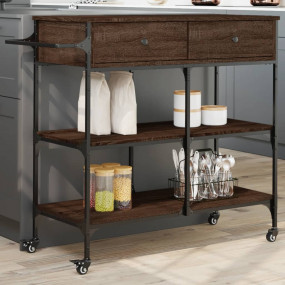 Kitchen Trolley Brown Oak 41.3"x16.5"x37.4" Engineered ...