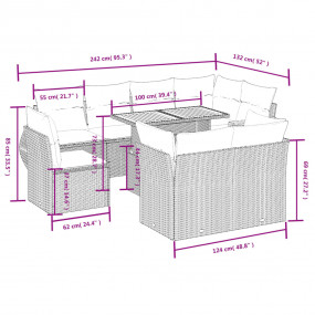 9 Piece Patio Sofa Set with Cushions Gray Poly Rattan