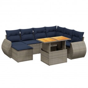 8 Piece Patio Sofa Set with Cushions Gray Poly Rattan