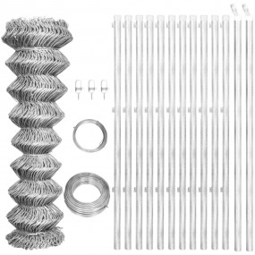Chain Link Fence with Posts Galvanized Steel 82'x2.6' S...