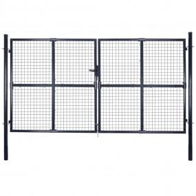 Mesh Garden Gate Galvanized Steel 113.8"x59.1" Gray