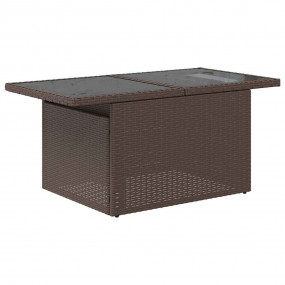 11 Piece Patio Sofa Set with Cushions Brown Poly Rattan