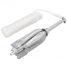 Folding Anchor with Rope Silver 26.5 lb Hot Dip Galvani...